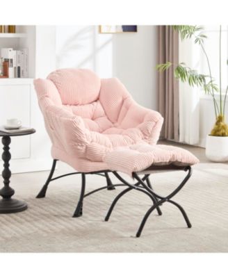 Pink Lazy Chair with Ottoman