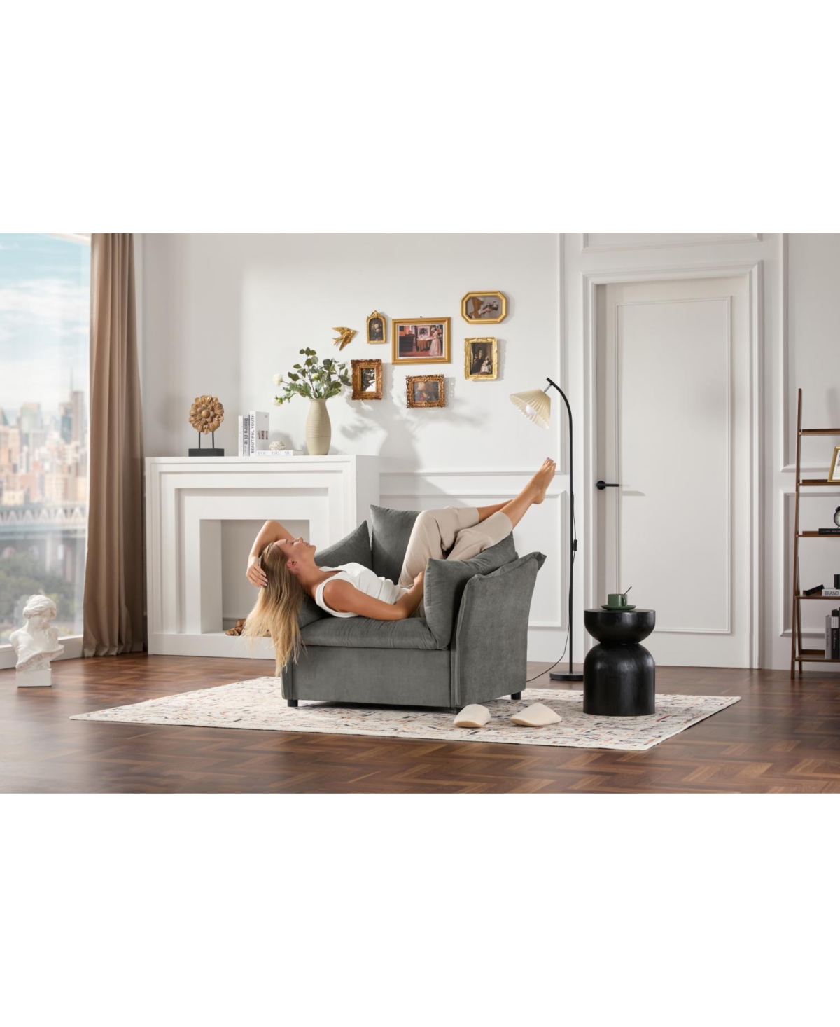 Streamdale Furniture Modern Style Chenille Oversized Armchair Accent Chair Single Sofa Lounge Chair for Living Room