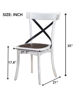 2 Pieces Set Dining Side Chair Rustic Modern Farmhouse Design Retro Design With Metal X Design