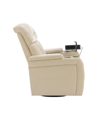 Swivel PU Leather Power Recliner w/ Tray USB Storage