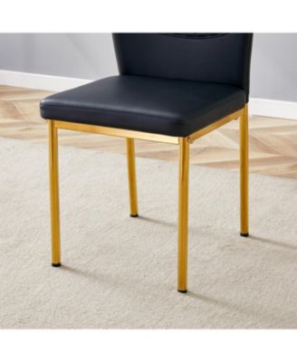 Luxury Black PU Dining Chairs - Gold Legs (Set of 4)