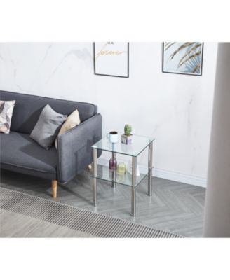 Clear 2-Tier Side/End Table with Storage