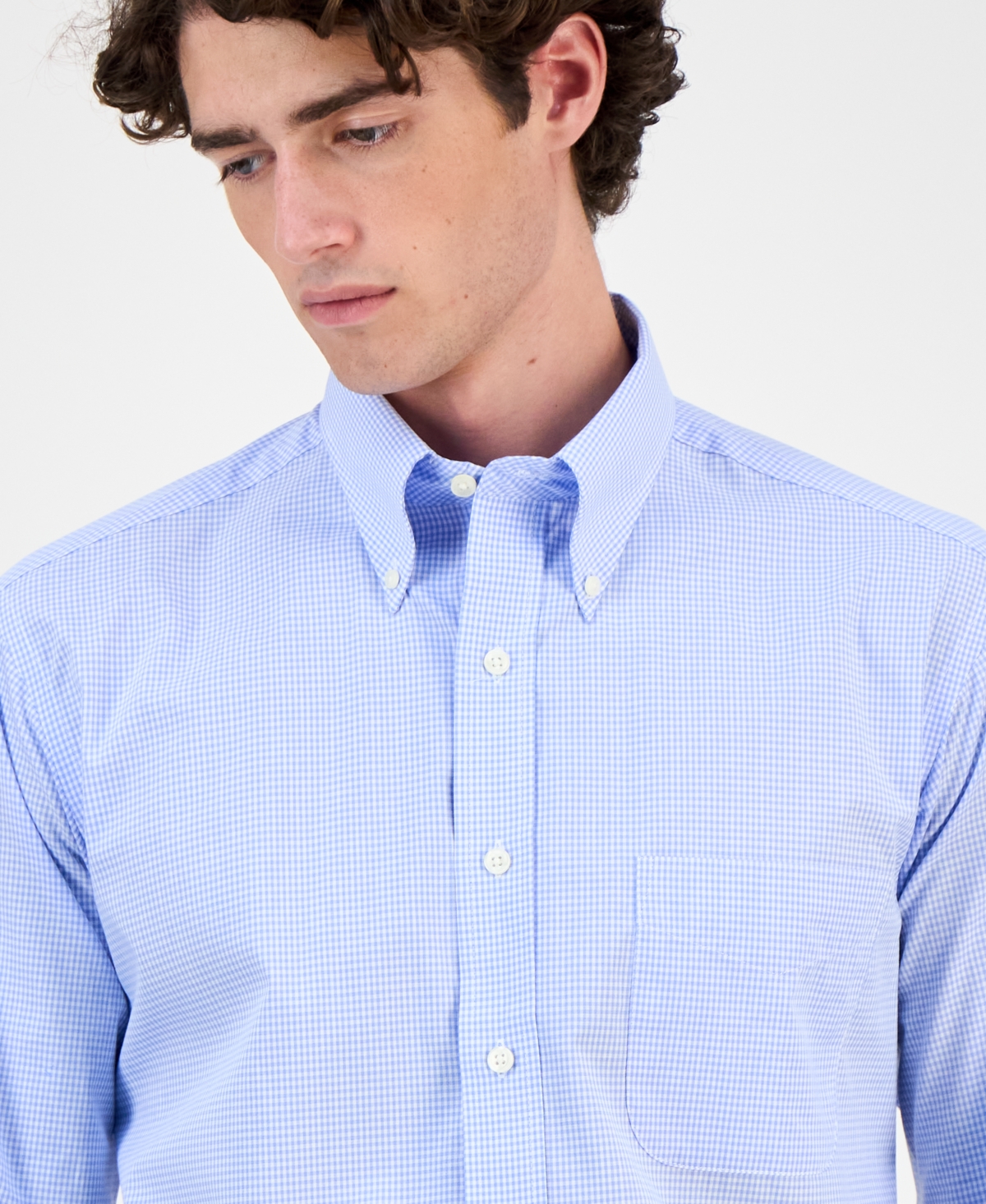 Club Room Men's Regular Fit Mini Gingham Dress Shirt