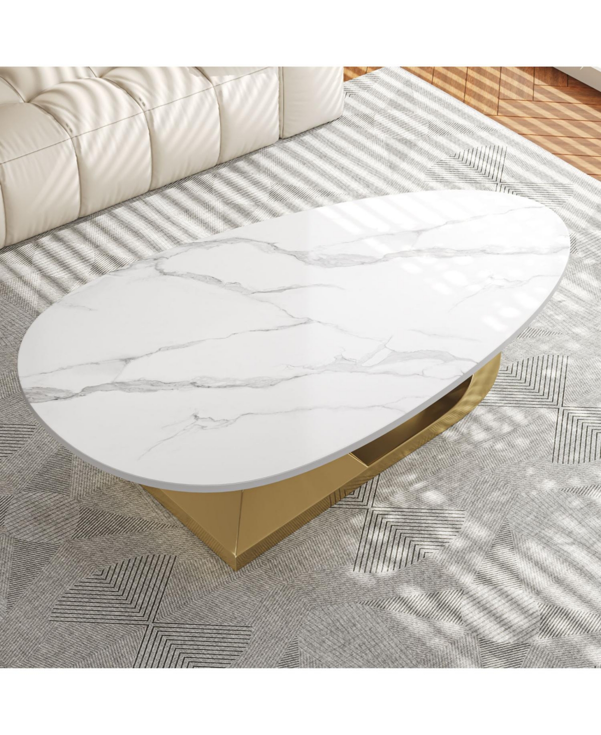 Streamdale Furniture Sintered Stone Coffee Table with Stainless Steel Base