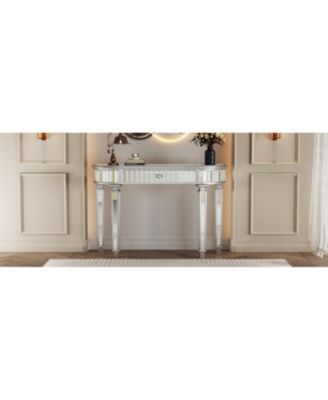 47" Half-Moon Mirrored Console Table - Silver Entryway Vanity