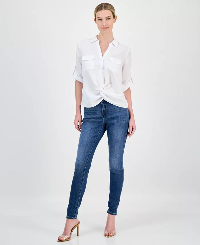 Women's Linen Twist-Hem Blouse - thumbnail 2
