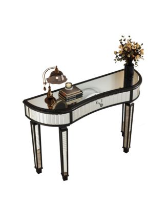 Streamdale 47" Half-Moon Mirrored Console Table - Silver Entryway Vanity Desk