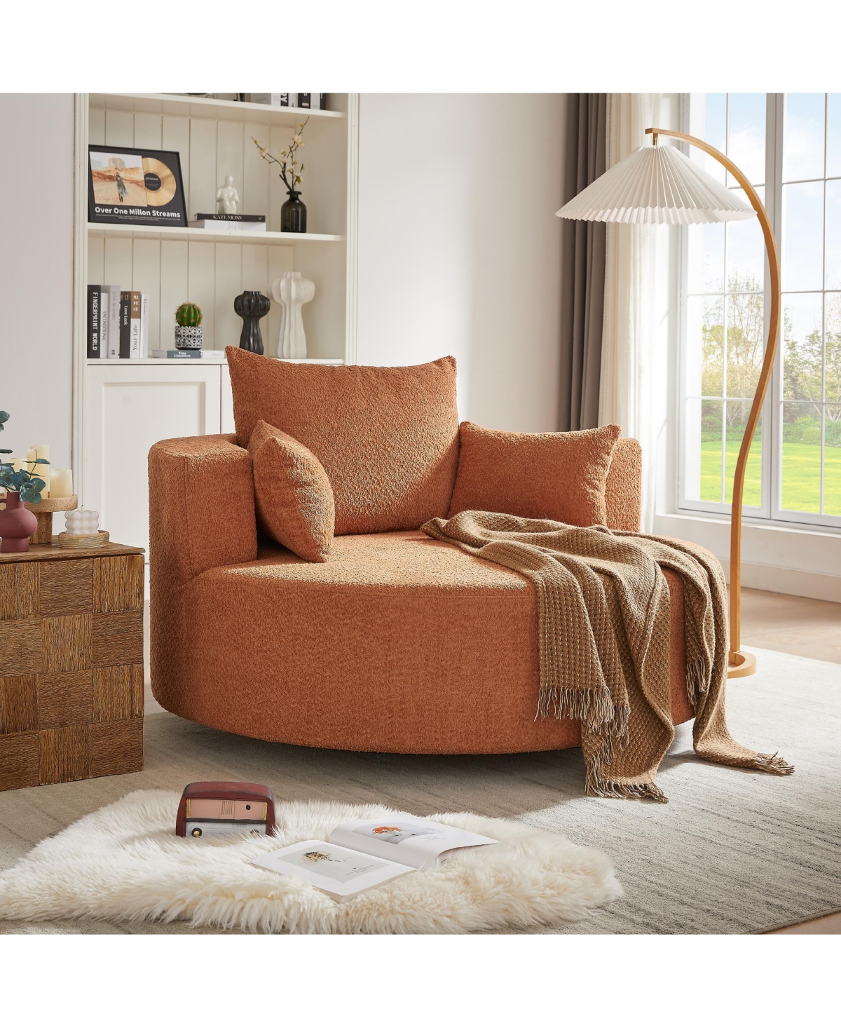 Streamdale Swivel Barrel Accent Chair with Pillows - Orange Red