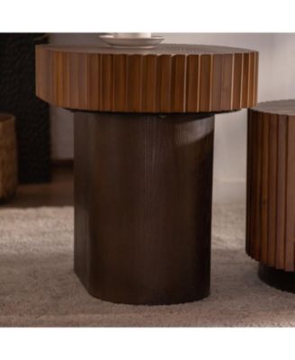 Streamdale Nesting Coffee Table Set - Wave Stripe Edge, Modern Wooden Circle