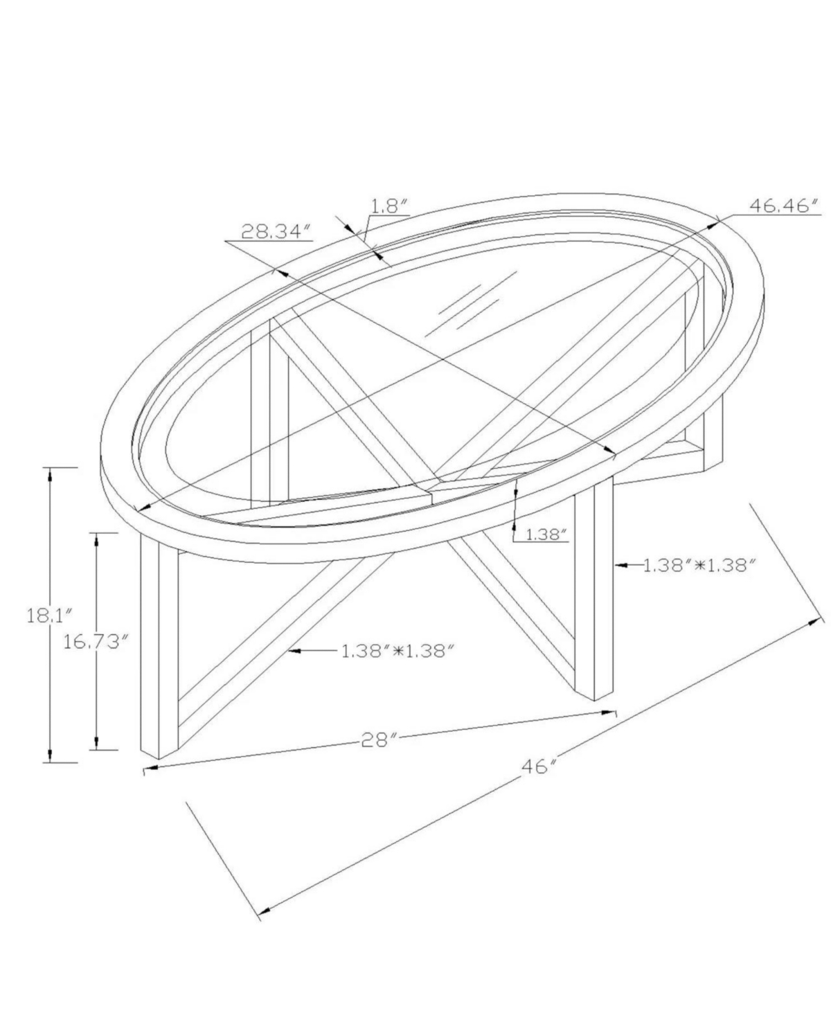 Streamdale Furniture Modern Wood Base, Round Top Glass Coffee Table