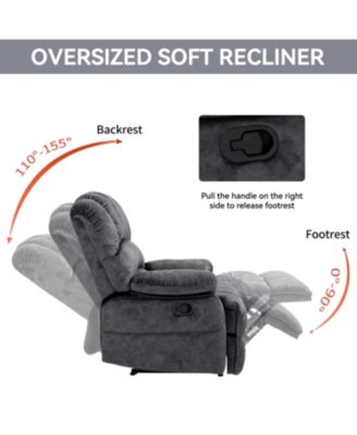Large Manual Recliner Chair in Fabric for Living Room