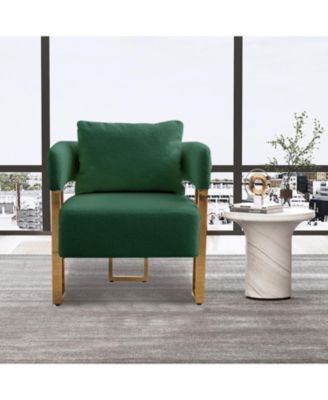 TS Modern Green Teddy Fleece Chair Gold Legs 2PC