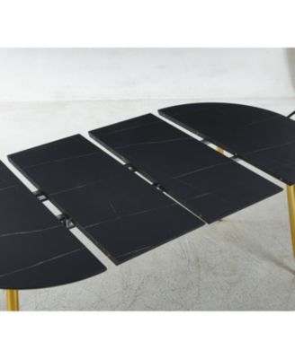 Extendable Dining/Office/Coffee Table, Metal Leg, MDF Top, Golden/Black