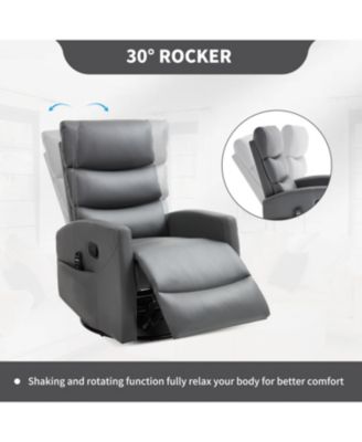 Heat Massage Rocker Recliner Chair, Swivel Fabric, Grey