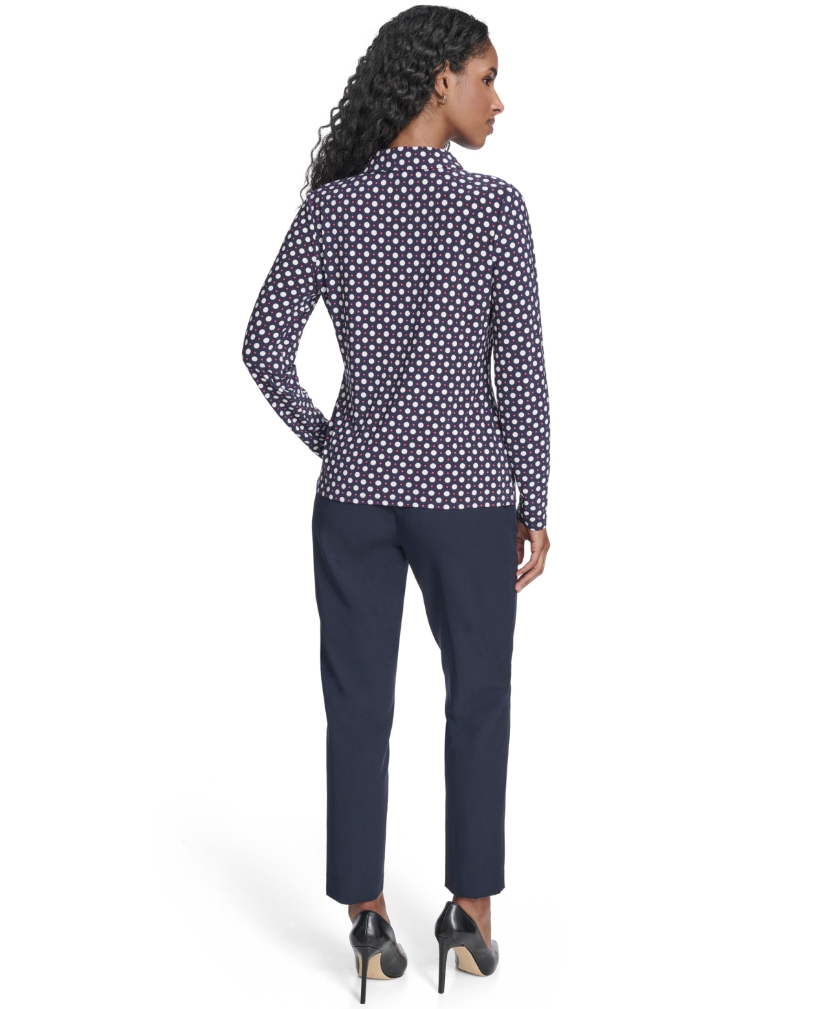 Tommy Hilfiger Women's Double Dot Long-Sleeve Button Down Shirt