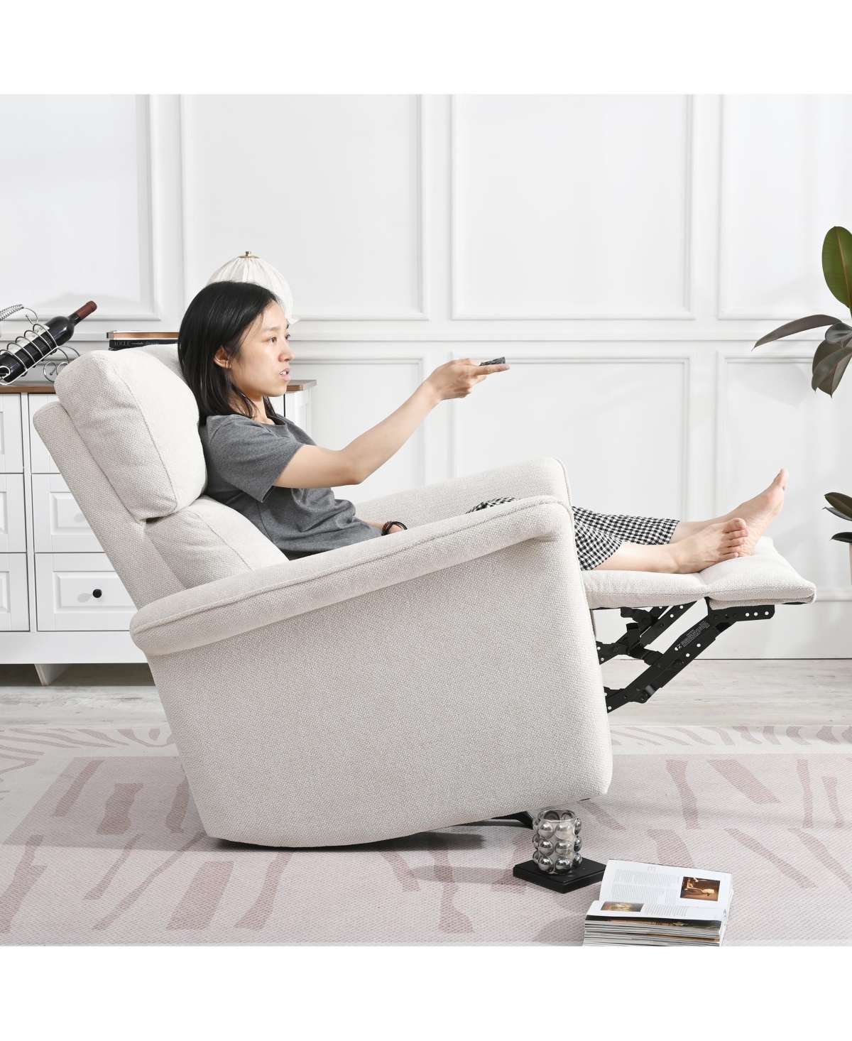 Streamdale Furniture Fabric Rocker Recliner Chair - Gray