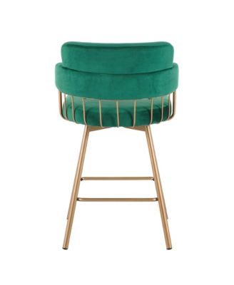 Streamdale 26" Swivel Bar Stools Set of 2, Upholstered with Backs, Green