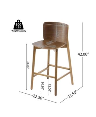 Pari Indoor Wooden Barstool, Walnut Finished, Set of 2