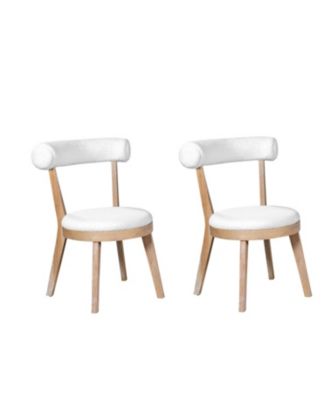Set of 2 Modern Upholstered Dining Chairs, Rubberwood