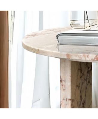 Pink Marble Coffee Table - Small, Natural Stone, 17.7 Inch