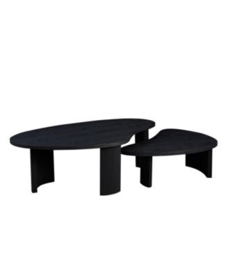 Streamdale Modern Irregular Coffee Table Set, Nesting End Tables, Black