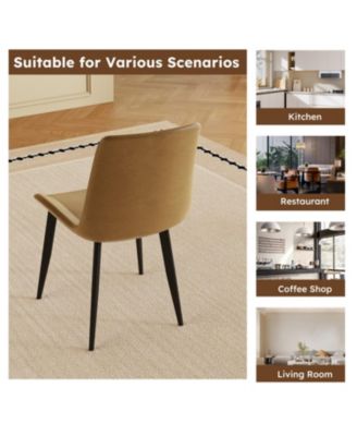  PU Leather Dining Chairs, Carbon Steel Legs, Brown (Set of 4)