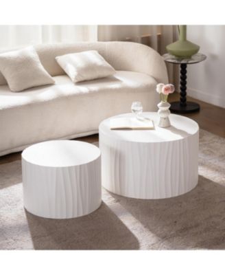  Nesting Coffee Table Set - Round Wood Modern Accent Tables
