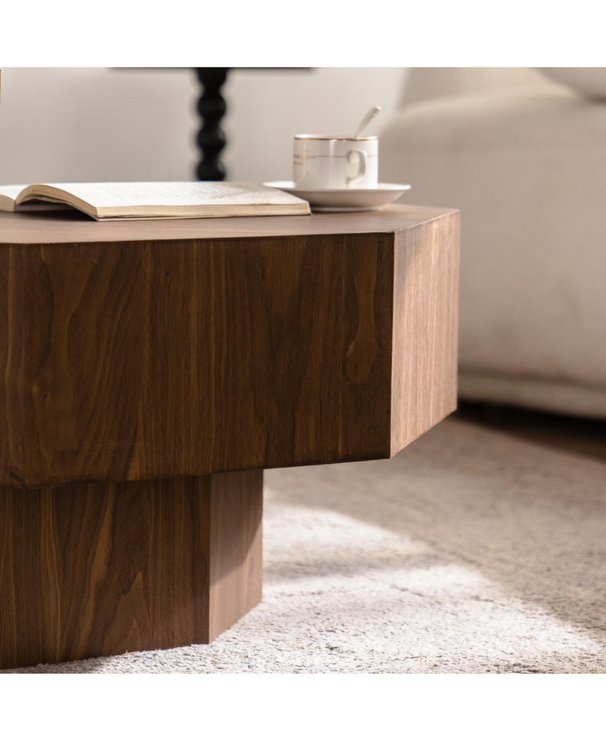 Streamdale Furniture 30.5" Walnut Octagon Coffee Table - Living Room/Office