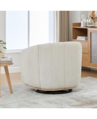  Chenille Swivel Barrel Chair, Tufted Pumpkin Armchair