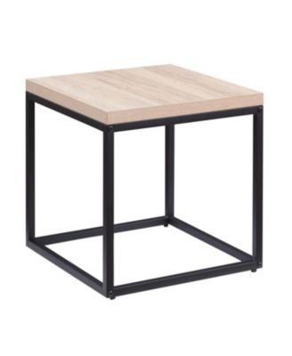 Square Wood & Metal End Table