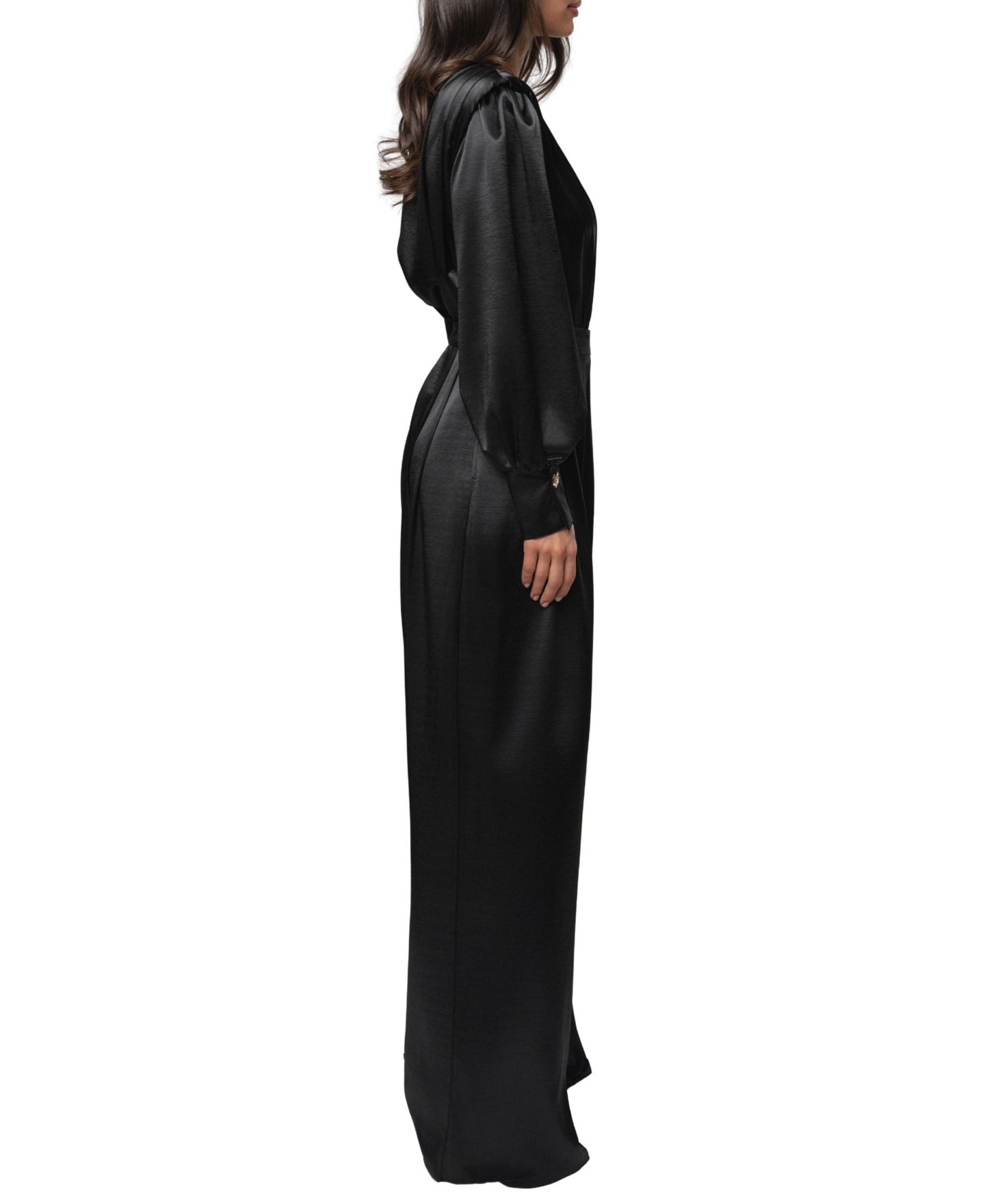 Женские брюки JLUXLABEL Satin Bliss Pleated Pant, цвет: Чёрный — фото 7