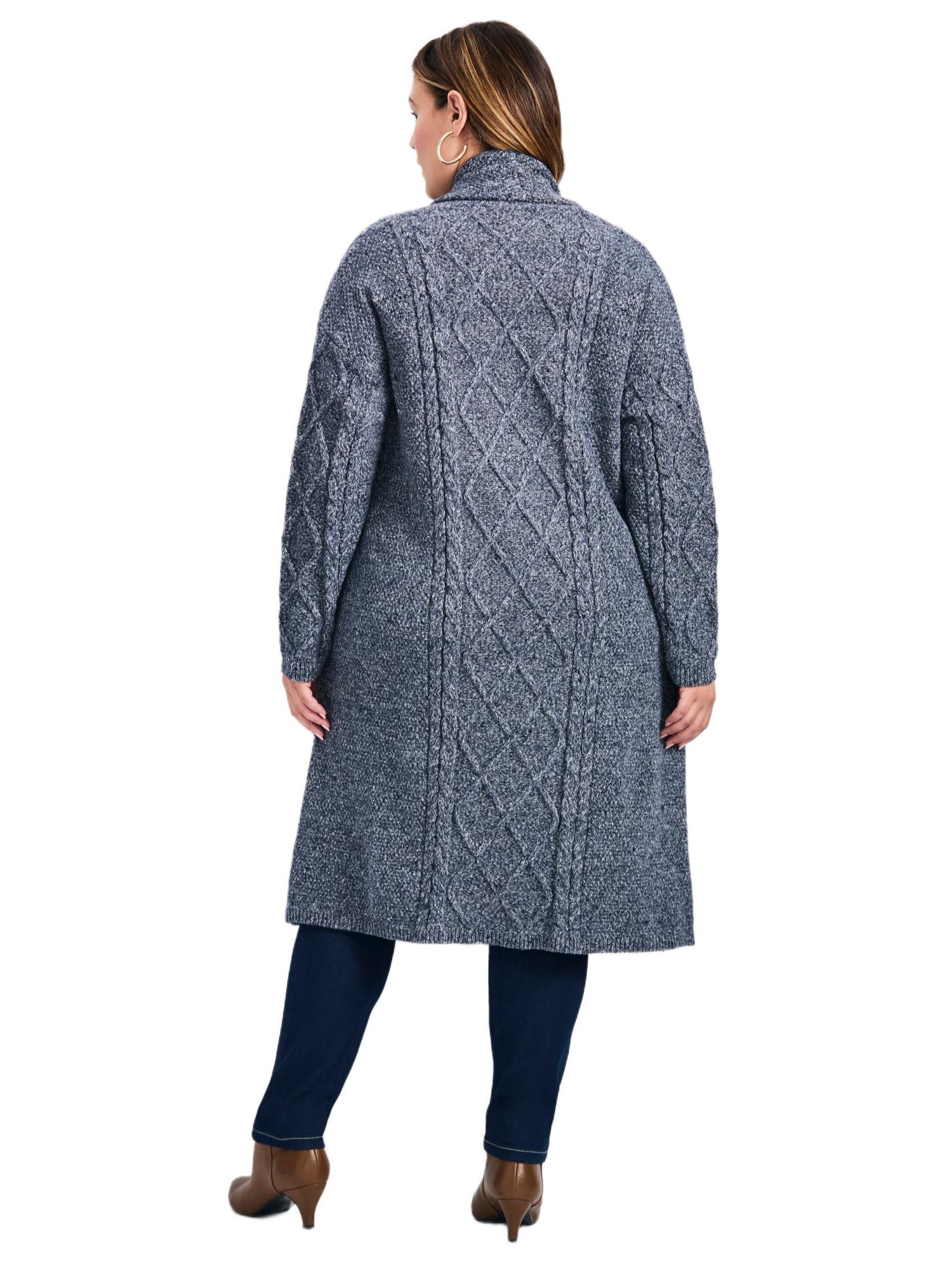 Women's Plus Size Paris Longline Cable Cardi