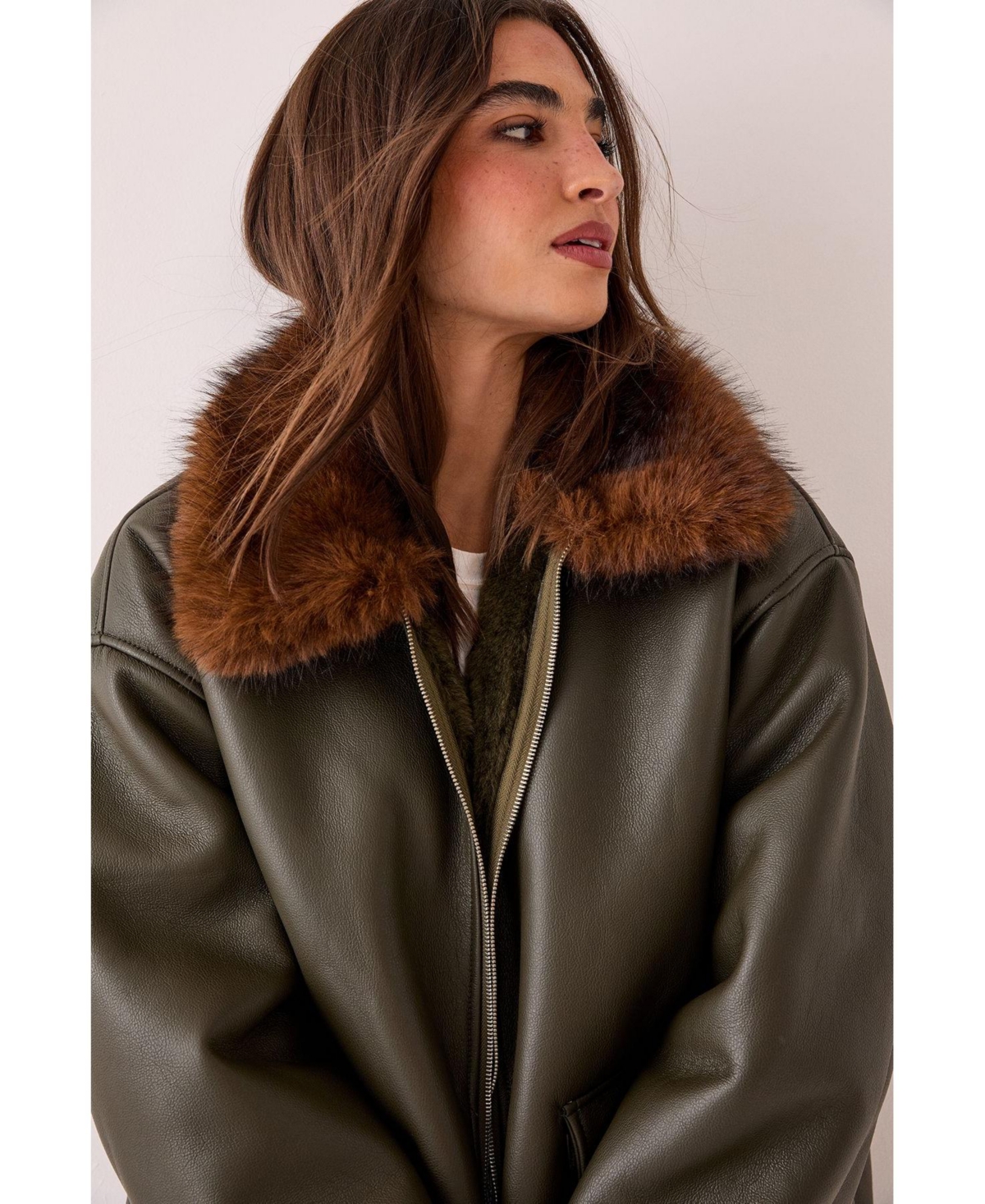Nasty Gal Faux Fur Collar Bomber Jacket