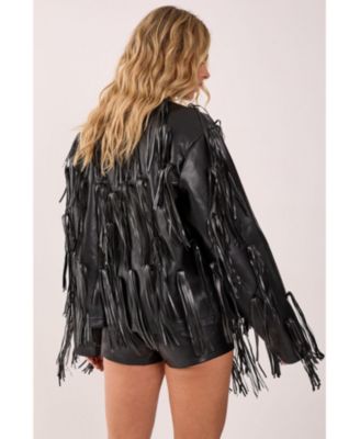 Women's Faux Leather Tassel Jacket