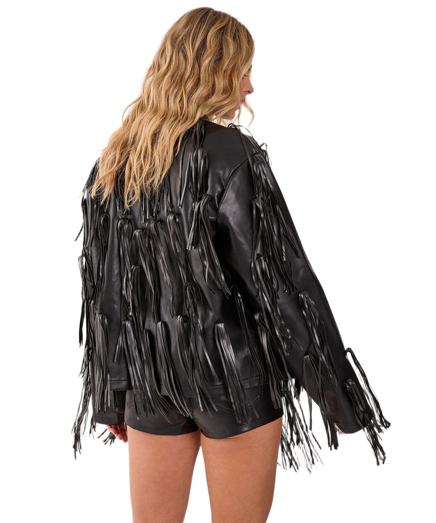Women's Faux Leather Tassel Jacket