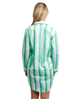 Women's Organic Cotton Poplin Button Down Pajama Night Shirt