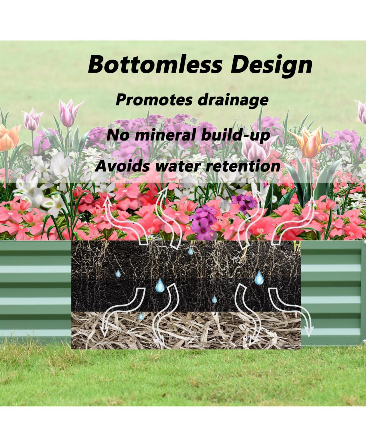 Aoodor Outdoor Raised Garden Bed Galvanized Steel Planter Box