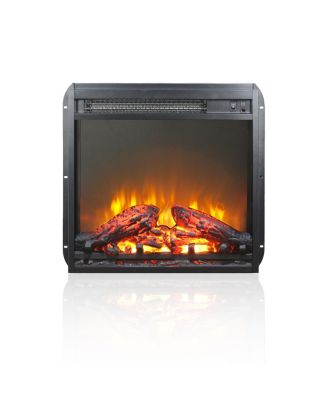 18 inch electric fireplace insert, ultra thin heater with log set & realistic flame, overheating protection