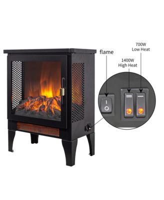 17 inch Freestanding Electric Fireplace Stove heater with 3D Flame effect,Black