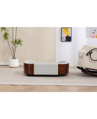 Scandinavian Style Large Velvet Gray Elevated Cat Sofa