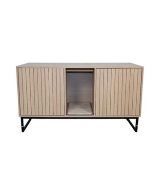 Modern Wooden Cat House with Scratching Mat 47.64x21.46x25.98in 76.4lbs