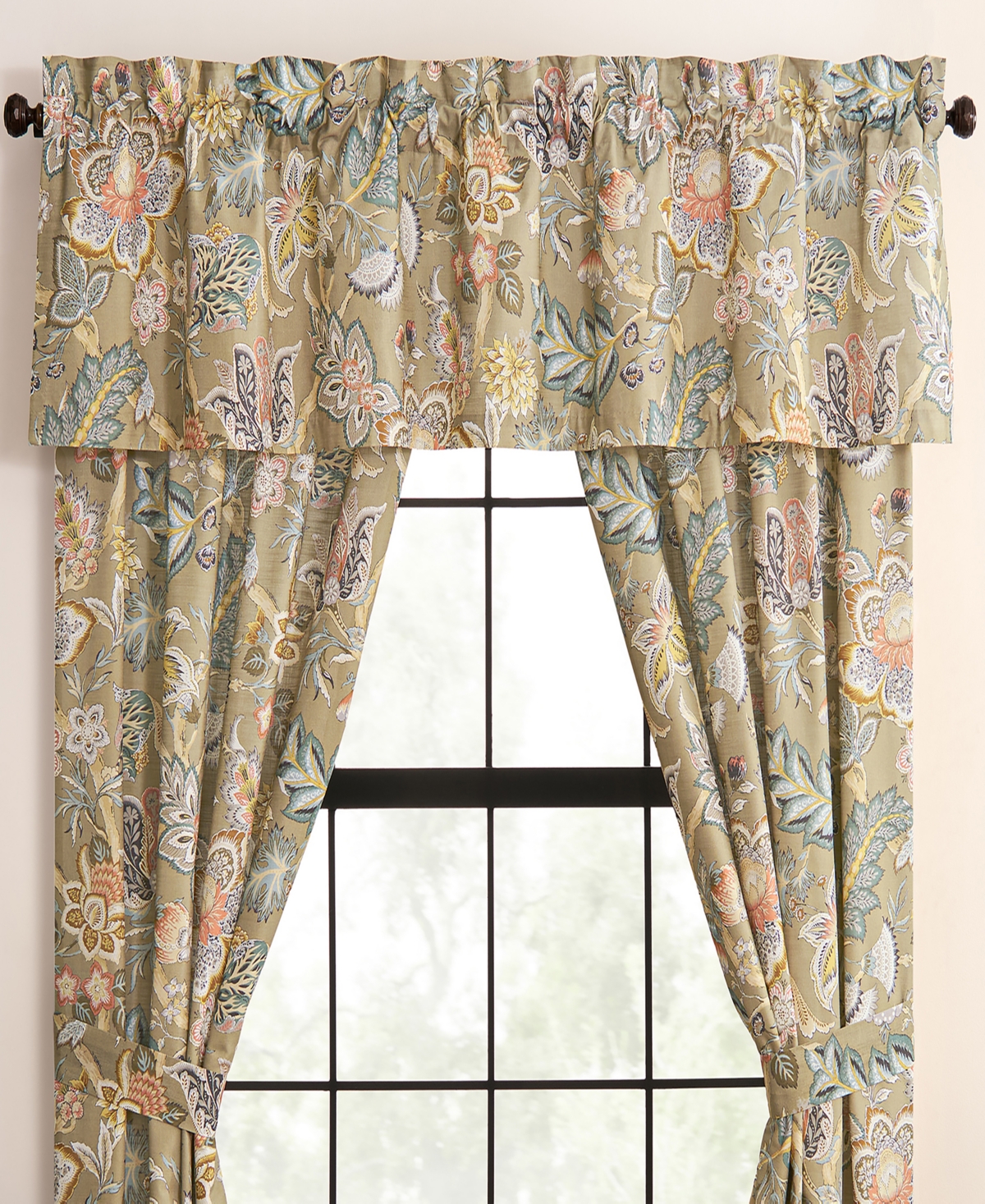 Rose Tree Belle Floral Tailored Window Valance, 80" x 17"