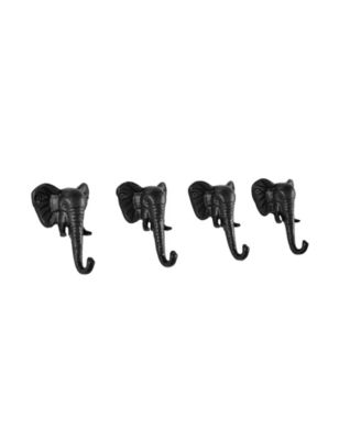 4 Piece Elephant Head with Trunk Decorative Wall Hook Set