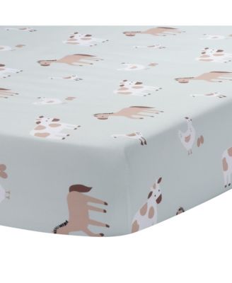 Baby Farmyard Friends Sage Green Nursery Fitted Crib Sheet
