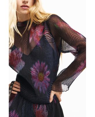 Women's Short dress with pixelated tulle