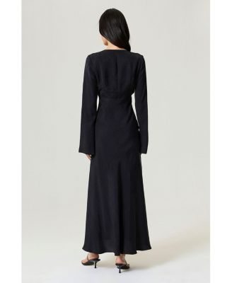 Women's Crystal Button Detailed Maxi Dress