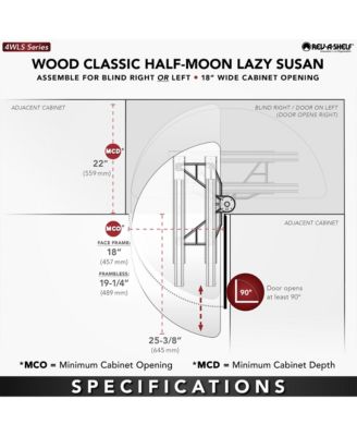 37.75" Lazy Susan Half-Moon Shaped 2-Shelf Turner, 4WLS882-38-570