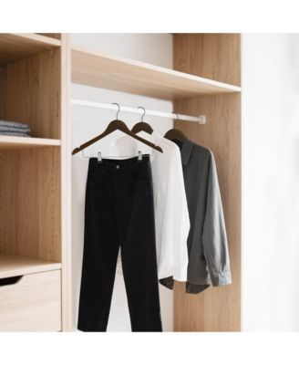 BP4U Premium Wooden Clothes Hangers with Swivel Hook – Solid Wood Skirt/Pant Hangers with Clips for Suits and Coats