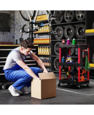 3-Tier Rolling Tool Cart with Wheels, Plastic Utility Cart