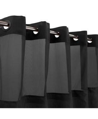 Slub Texture Shower Curtain with Snap-In Liner, and Sheer Window, 71"X74"